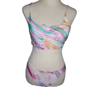 Decree 2PC Bikini Low-rise Hipster Swimwear SMALL Adjustable Strap Beachwear NWT